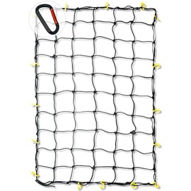 NEIKO 50971A 4'x6' Super Duty Cargo Net | Bungee Net Stretches to 8'x12' | 16 Pcs Detachable hooks, 4 Carabiners, Small 4"x4" Mesh Protects Small Items, for SUV, ATV/UTV, RV, Pickup Truck Bed, Trailer