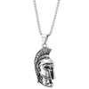 Spartan Warrior Helmet Necklace for Men, Steel Greek Soldier Pendant
