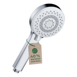 KLUDI -X1 Universal Shower Head Water-Saving Option (Standard 15 L/m, Optional 9 L/min), Shower Head with 3 Jet Types (Body, Hair, Skin), Easy-to-Clean Shower Head Diameter 10.7 cm, Chrome