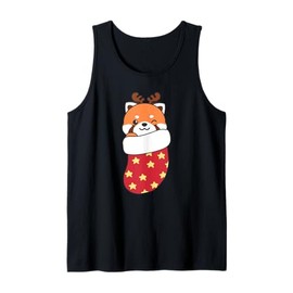Cute Red Pandas In Christmas Stockings For Christmas Red Tank Top