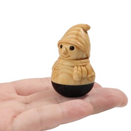 Christmas Snowman Wooden Figurine,Miniature Wooden Festive Snowman Tumbler Art Decoration Carved Garden Statue,Desk Decoration Lovely Gift Home Decor Figurine Table Living Room Holiday Decoration