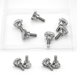 Lewttyer 304 Stainless Steel Thumb Screw M5 x 12 mm Thumb Screws Set Screws Flat Knurled Head Thumb Screws (Pack of 10)