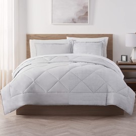 Serta Supersoft Cooling 7 Piece Reversible Complete Bedding Comforter Set with Sheets and Pillow Case for All Season, King, Micro Chip