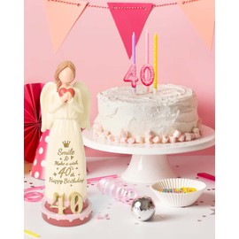 40th Birthday Gifts Women, Happy 40th Birthday Gift for Mom Wife Friend Sister Daughter, Birthday Gift Decorations for 40 Old Woman, 40th Birthday Ideas, Sculpted Hand-Painted Angel Figurine