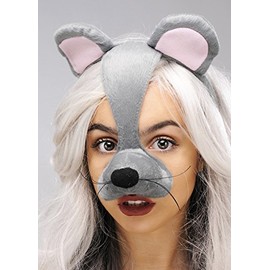 Struts Grey Mouse Mask Headpiece On Headband with Ears and Nose