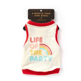 Brass Monkey Life of The Party Dog Tank; Pre-Shrunk Cotton Pet Muscle Tank; Medium (22" Chest); Cute Dog Accessories with Eye-Catching Design