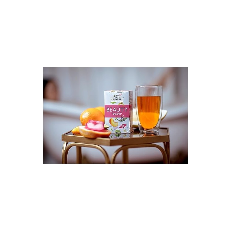 Ahmad Tea Herbal Tea, Peach, Carob, and Rose Petals 'Beauty'