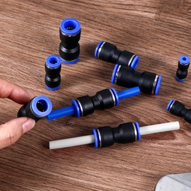 100 Pcs Air Hose Fittings, Air Line Quick Connect Fittings Push to Connect Fittings Kit Quick Release Pneumatic Connectors Plastic Straight Tube Connector (2 Way, 5/32 1/4 5/16 3/8 1/2 Inch)
