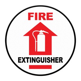 Fire Extinguisher Floor Decals Black Red Anti-Slip Round Shape Business Industrial Signs Stickers 36Inches Longer Side