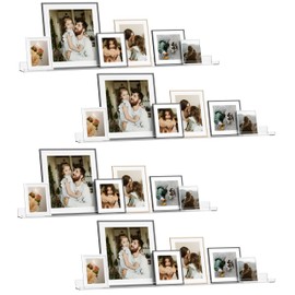 HBlife 48 Inches Invisible Wall Floating Bookshelf for Kids and Nursery, Clear Acrylic Shelves for Figures, 4 Pack (5MM Thick)