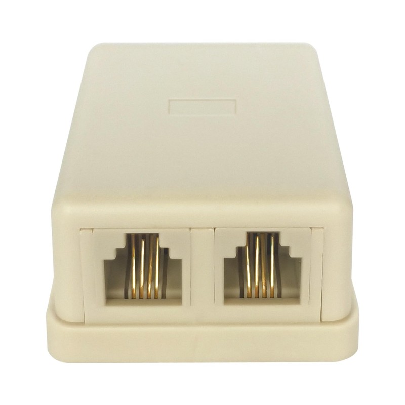 NECABLES Phone Jack Surface Mount Dual Port for 2 Phone