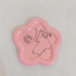 2 Pcs Resin Jewelry Tray Cloud Flower Shape Jewelry Dish Trinket Plate Desktop Decorative Tray Jewelry Organizer for Earring Ring Bracelet Necklace Jewelry Holder (Pink)