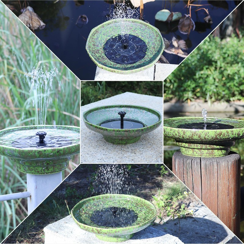 Solar Fountain Ceramic Bird Bath,Bird Bath for Ourside,Outdoor Fountain Bird