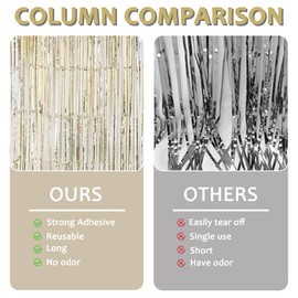 SHXIGOMA 3 Pack 3.3x6.6 Foil Curtain Backdrop, Metallic Tinsel Foil Fringe Curtains for Birthday Wedding Baby Shower Party Christmas Decoration Graduation Singles Holiday Theme (Laser Light Gold)