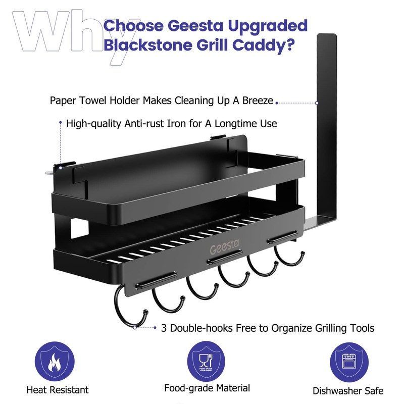 Geesta Upgraded Griddle Caddy for 28"/36" Blackstone Griddles, BBQ Accessories