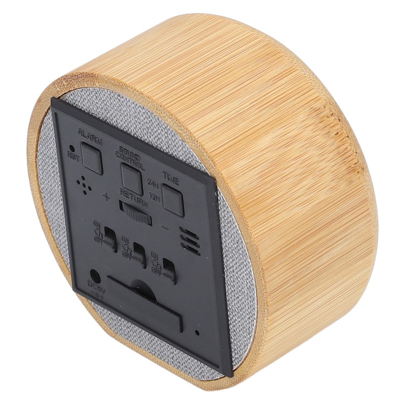 Digital Alarm Clock Round LED Voice Control Brightness Adjustable 12h