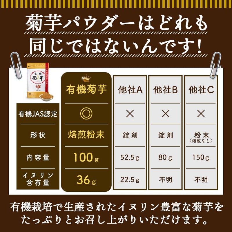 有機 菊芋 国産粉末 有機JAS認定 100g イヌリン サプリメント 菊芋パウダー 2袋
