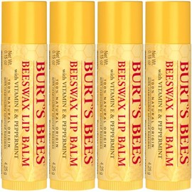 Burt'S Bees 100% Natural Moisturizing Lip Balm, Original Beeswax with Vitamin E and Peppermint Oil, 4 Tubes