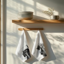 INDAJEDN Dachshund Hand Towels for Bathroom Set of 2, Weiner Dog Bathroom Hand Towels, Kids Hand Towels, Dog Bathroom Decor, Weiner Dog Gifts for Women, Dachshund Gifts for Dachshund Lover, 16x24 Inch