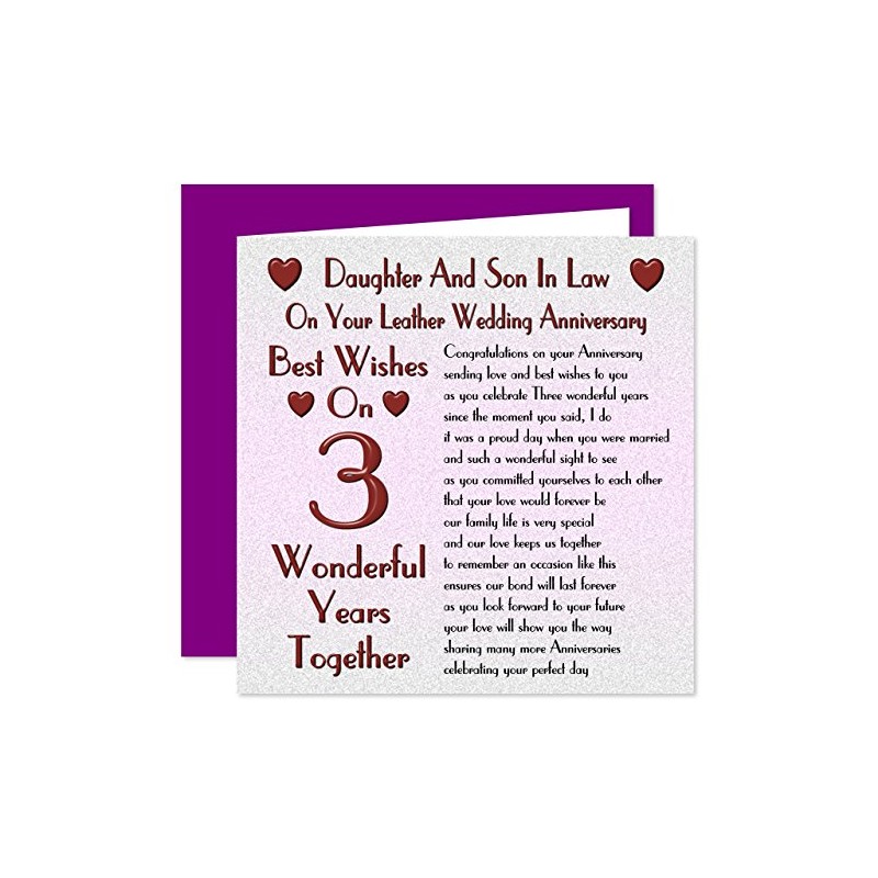 Daughter & Son In Law 3rd Wedding Anniversary Card -