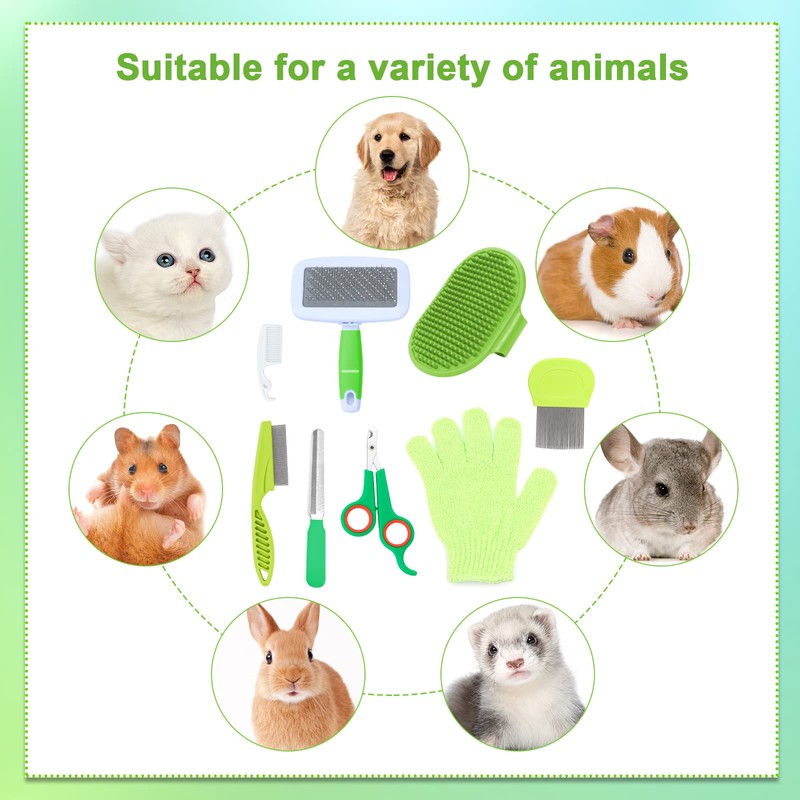 VCZONE 8 Pcs Small Animal Grooming Kit, Pink with Pet
