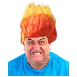 Costume Adventure Two Toned Flame Wig Orange and Yellow Flame Wig Fire Wig Ghost Flame Wig - One Size