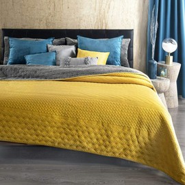 Bedding Textured Mustard Yellow Blanket with Sherpa Queen XL Soft Thick and Warm Blanket