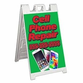 Cell Phone Repair (24" X 36") Standard A-Frame Signicade, Includes Decal Applied to Stand