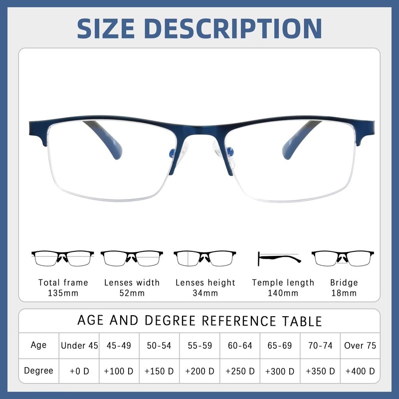FONHCOO Reading Glasses for Women Men, Blue Light Blocking Reading