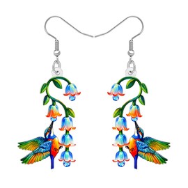 WEVENI Acrylic Dangle Floral Hummingbird Earrings Spring Summer Bird Jewelry Bird Lover Gifts for Women Mom Teacher (Colorful)