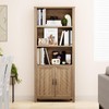 Farmhouse Bookshelf With Storage,70.87''Tall Modern 5-Tiers Storage Bookcase With Adjustable