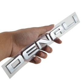 1x Denali Door Badge NAMEPLATE FIT for Yukon Canyon Sierra Trunk Emblem (Silver)
