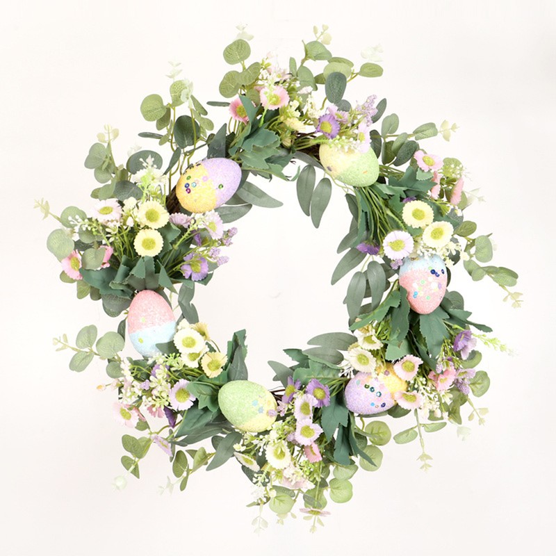 Easter Wreath Easter Eggs Daisy Garland Simulation Plants Door Hanger