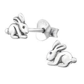 Tiny Bunny Rabbit Earrings .925 Sterling Silver