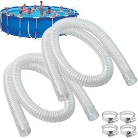 Pool Hoses for Above Ground Pools, 59" Pool Pump Hose with 4 Metal Clamps, 1-1/4 Water Hoses for Flex Connection Suction Hose or Filter (2 PCS)