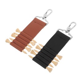 BIUDECO 2pcs Golf Tee Holder Clip Portable PU Leather Keychain Organizer for Golf Accessories Lightweight Storage for Easy Tee Changes and Key Storage Durable Design Black Light Brown