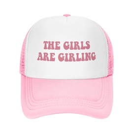 Generic The Girls are Girling Trucker Hats for Women Pink Men Vintage Slogan Pink Hats for Men