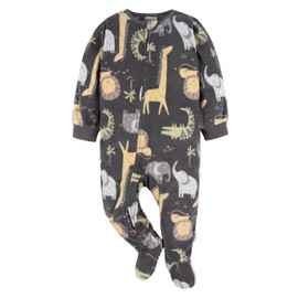 Gerber Unisex Baby Flame Resistant Fleece Footed Pajamas 3-Pack, Safari