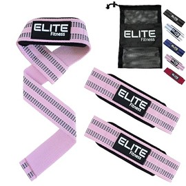 Elite Fitness Correas acolchonadas para Levantamiento de Pesas, Straps para Gimnasio (PAR), Correas de Soporte, Straps de Gym para Proteccion de Dedos y muñecas (Rosa)
