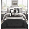 Chic Home Euphoria 8-Piece Embroidered Comforter Set Embroidery Pintuck Bed Skirt and Decorative Pillows Shams, Queen, Black