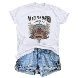 Weetiotio Christian Shirts for Women Bible Verse Boho Graphic Tees Shirt Religious Tshirts Vintage Floral Casual Summer Tops（White，2XL）