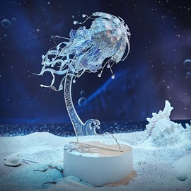 Piececool 3D Puzzle Metal Jellyfish, Marine Organism Craft Model Kits for Adults to Build, 3D Puzzles Adult Teens for 304 Stainless Steel, Ideal as Gifts, Home Decoration, DIY, 61 Pieces (Violet)