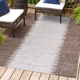 JONATHAN Y SMB113B-3 Tavira Modern Strie' Indoor Outdoor Area Rug Bohemian Coastal Easy Cleaning Bedroom Kitchen Backyard Patio Non Shedding, 3 X 5, Brown/Beige