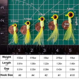 Dr.Fish 10 Pack Crappie Jig Fishing Jig Heads with Feather Hand-Tied Marabou Jigs Round Ball Hair Jigs Sickle Hook Bass Lures for Trout Panfish Freshwater Fluorescent Yellow 1/4oz