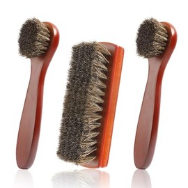 Shoe Brush Kit 3 Piece, Horsehair Leather Cleaning Brushes for Shoes and Boots, Long and Short Bristle Combination for Complete Shoe Care, Professional Quality Brushes Set