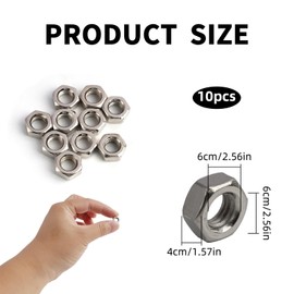 1/4 inch hex nut, 1/4 inch nut, inch screw, nuts M6, 10 pieces rust-proof nut for camera thread, tripod and telescope, high-quality connection nuts, mounting screw
