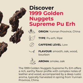 Teapro 1999 Golden Nuggets Supreme Pu Erh Chinese Tea 240g | Premium Aged Ripe Pu Er Loose Tea | Shu Puer Tea | Lao Cha Tou Shu Pu-erh