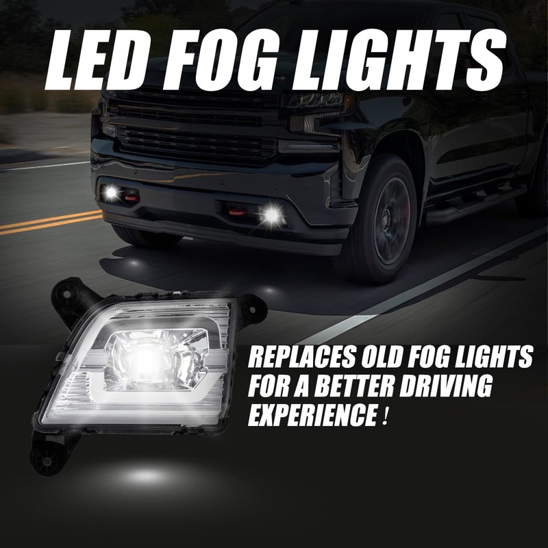 RANSOTO LED Fog Lights for 2019-2023 Chevy Silverado 1500 2500HD