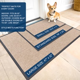 OLANLY Front Door Mat Indoor Outdoor Entrance, Waterproof Heavy Duty Doormat, Fade Resistant, Low Profile, Easy Clean Patio Porch Welcome Floor Mats for Entry, 29.5x17, Beige
