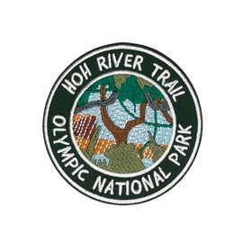 HOH River Trail Patch Iron-on Sew-on Embroidered Applique for Clothing Vest, Decorative Embroidery, Badge Emblem, Souvenir, Wild Animals, Outdoor Patches, Olympic National Park, Mountain Forests